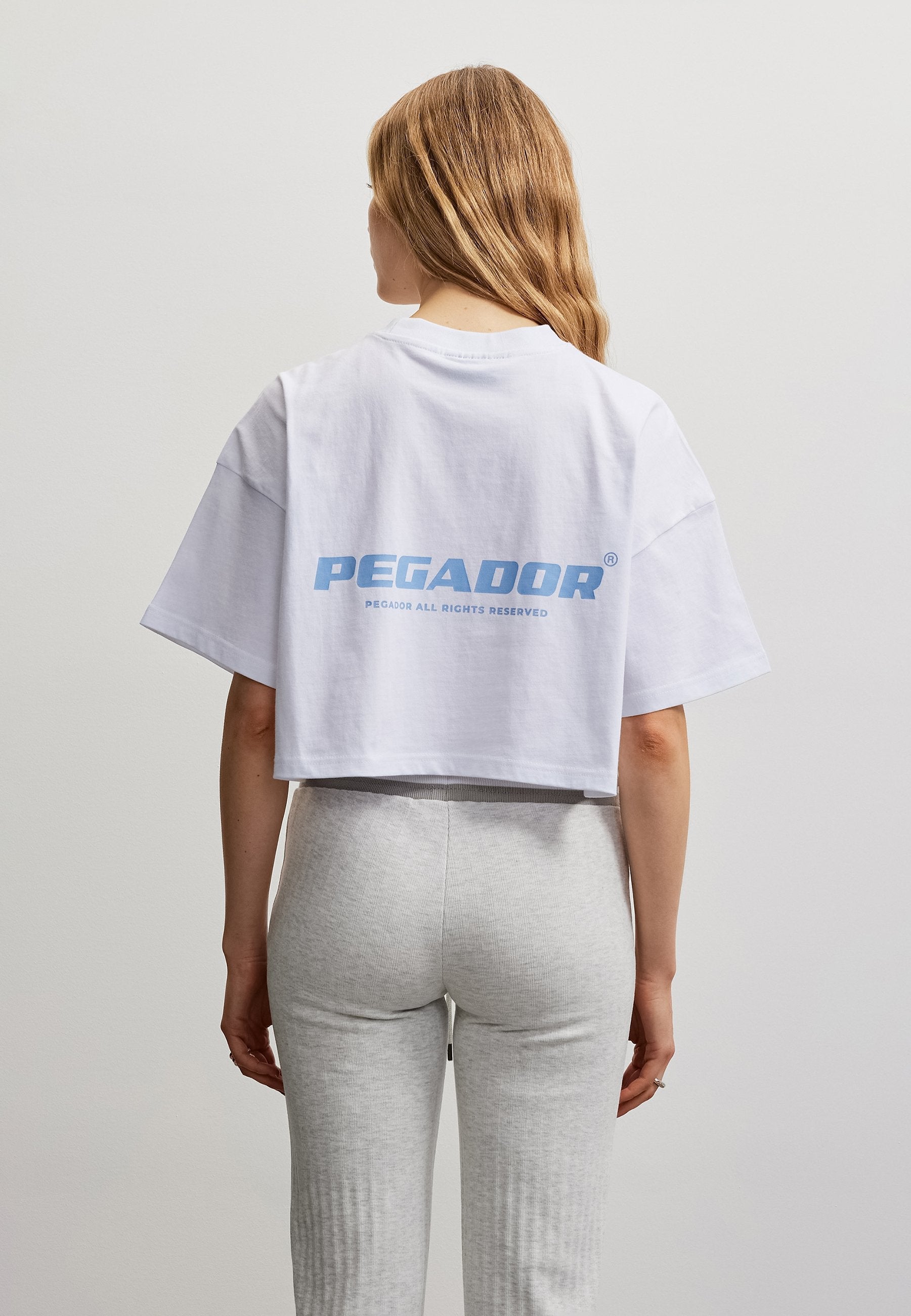 ARENDAL LOGO CROPPED OVERSIZED TEE - T-shirt print - white/ocean blue