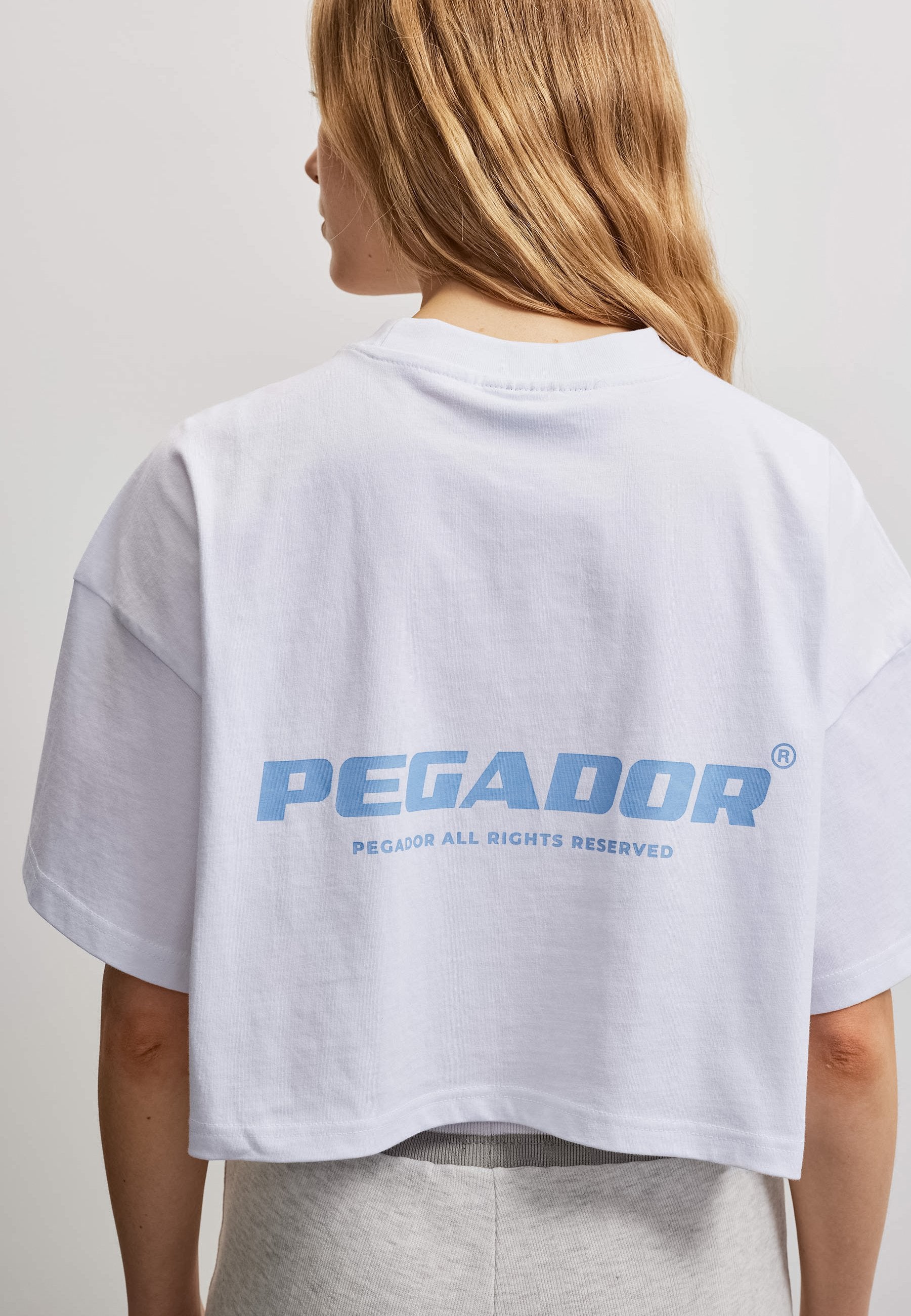 ARENDAL LOGO CROPPED OVERSIZED TEE - T-shirt print - white/ocean blue