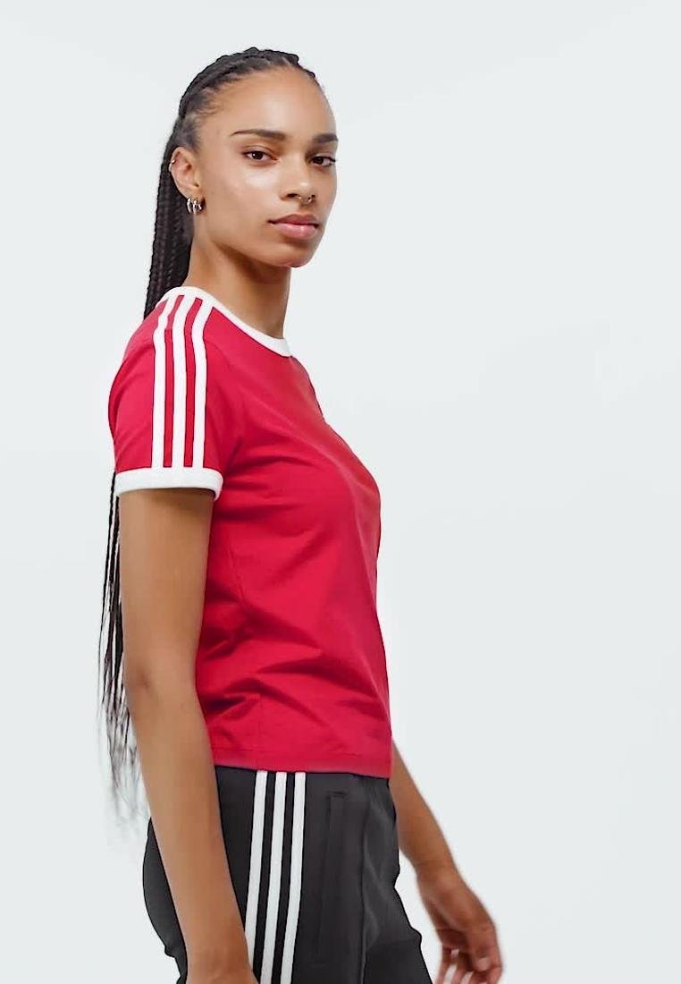 3-STRIPES SLIM T-SHIRT - T-shirt print - better scarlet/white