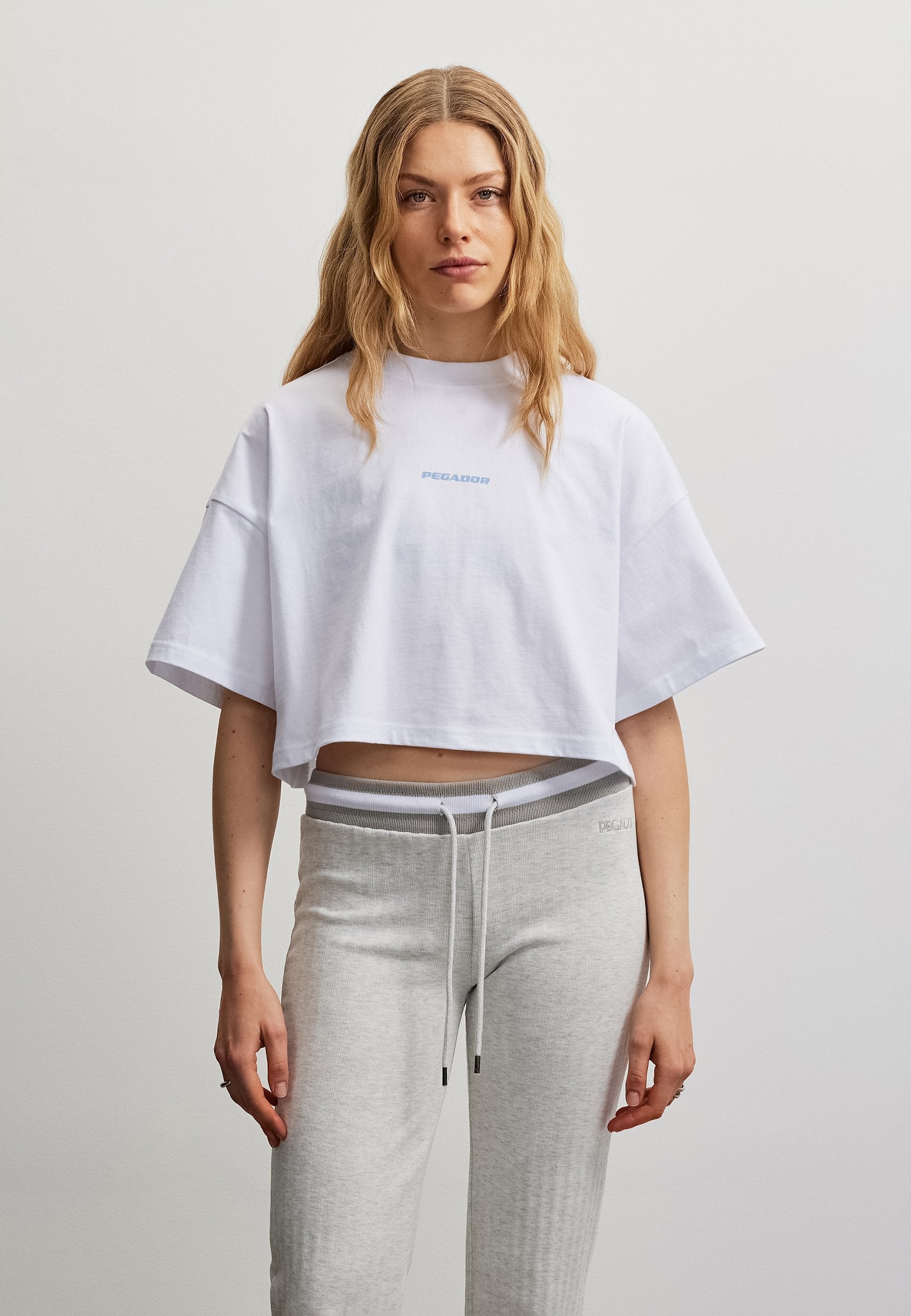 ARENDAL LOGO CROPPED OVERSIZED TEE - T-shirt print - white/ocean blue