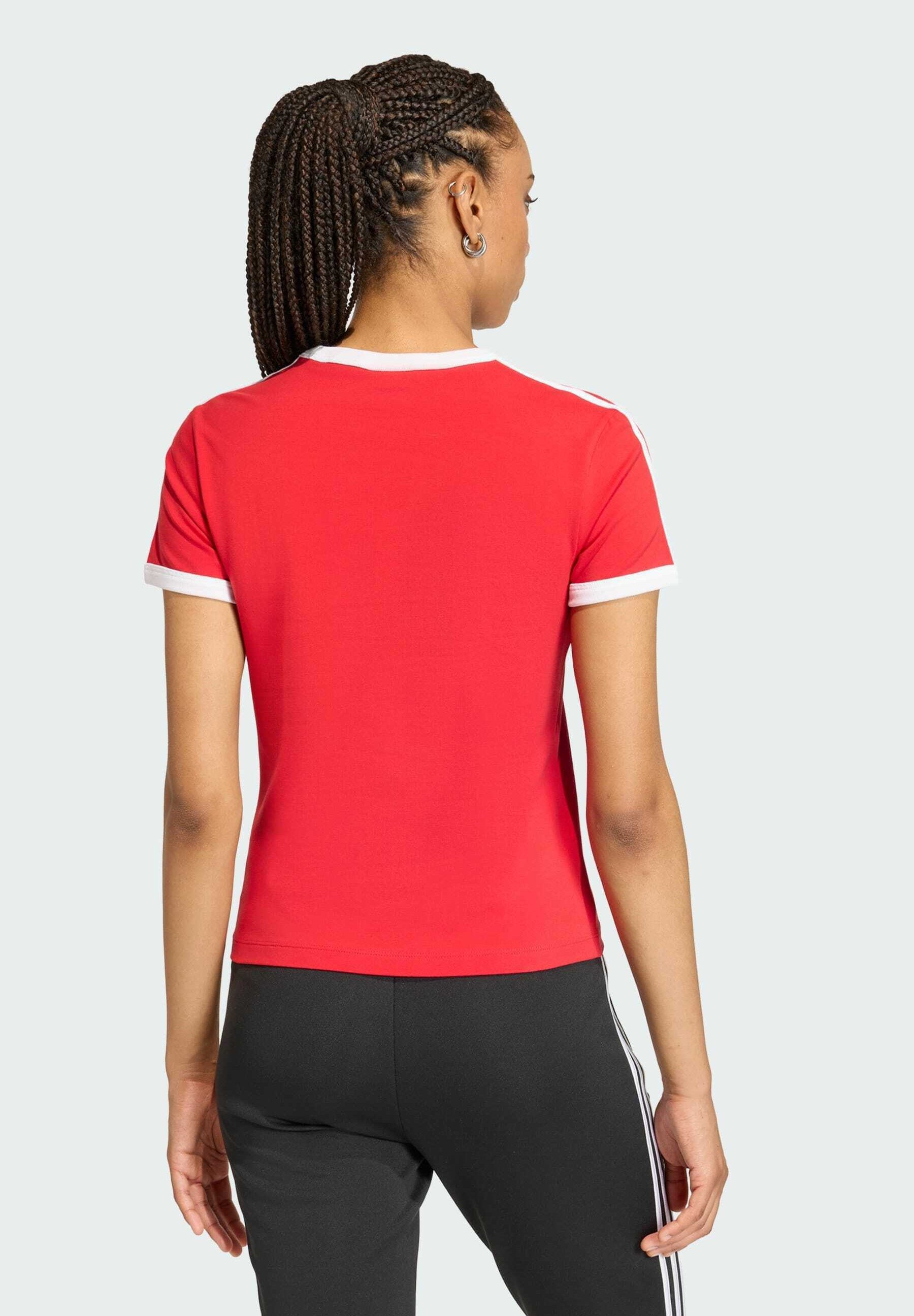 3-STRIPES SLIM T-SHIRT - T-shirt print - better scarlet/white