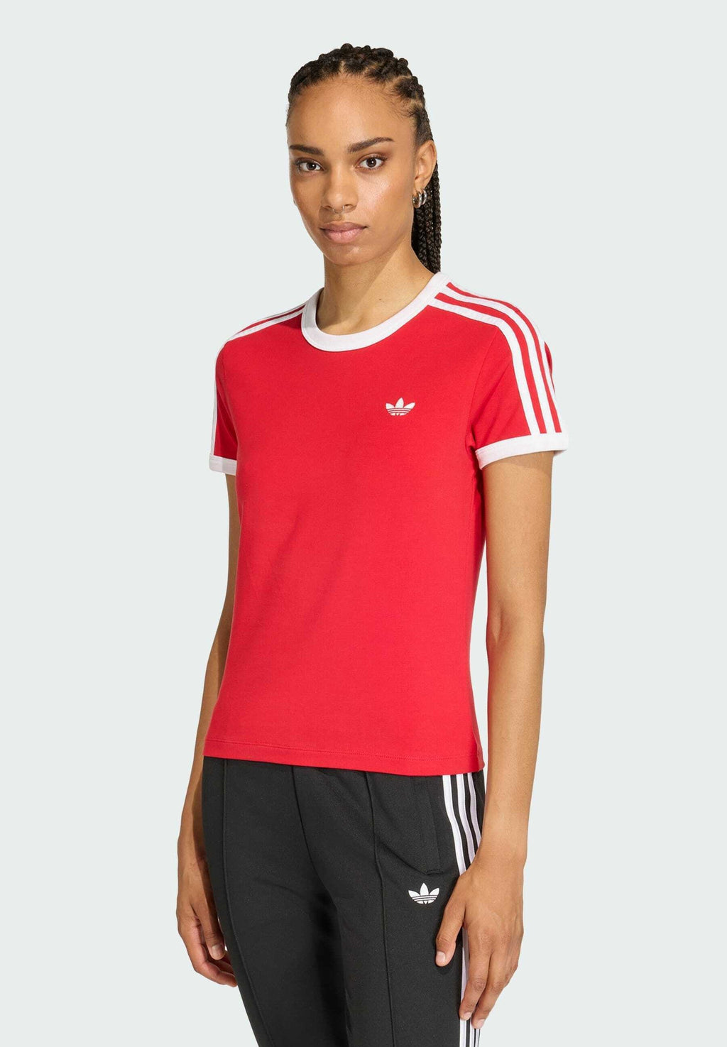 3-STRIPES SLIM T-SHIRT - T-shirt print - better scarlet/white