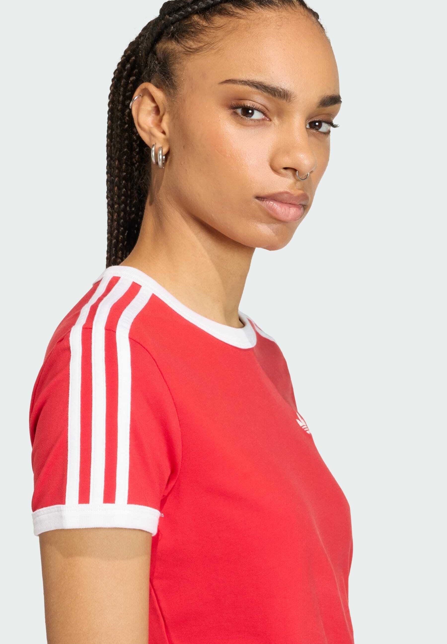 3-STRIPES SLIM T-SHIRT - T-shirt print - better scarlet/white