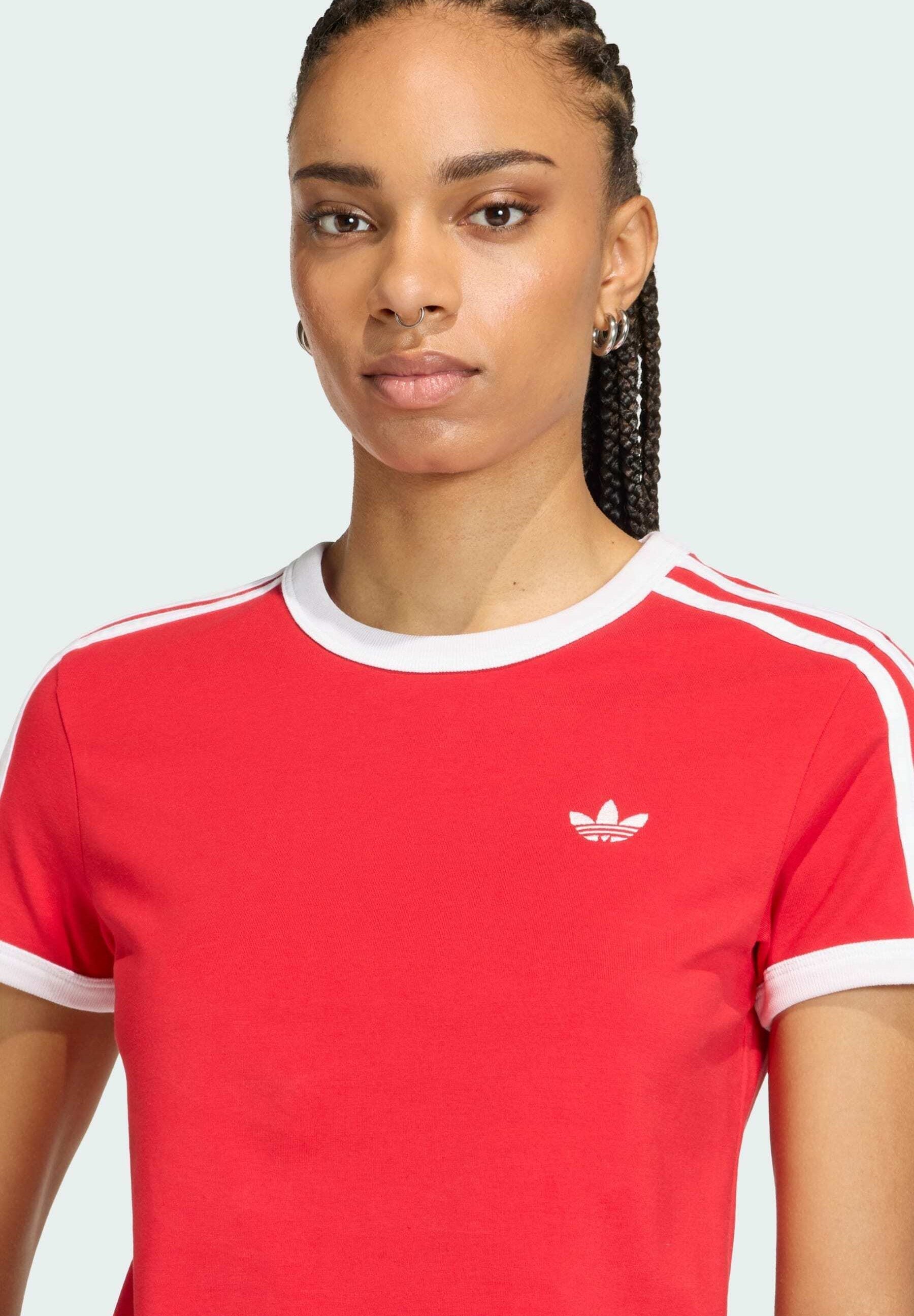 3-STRIPES SLIM T-SHIRT - T-shirt print - better scarlet/white